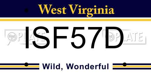 ISF57D West Virginia License Plate