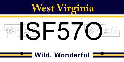 ISF57O West Virginia License Plate
