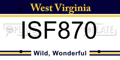 ISF870 West Virginia License Plate