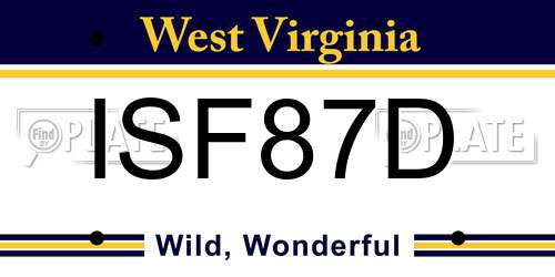 ISF87D West Virginia License Plate