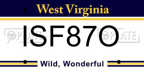 ISF87O West Virginia License Plate