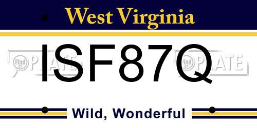 ISF87Q West Virginia License Plate