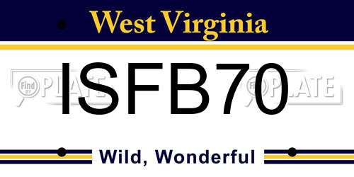 ISFB70 West Virginia License Plate