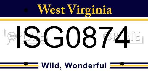 ISG0874 West Virginia License Plate