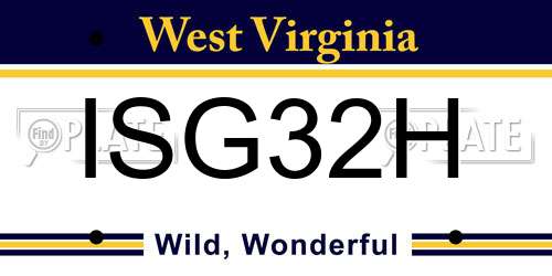 ISG32H West Virginia License Plate