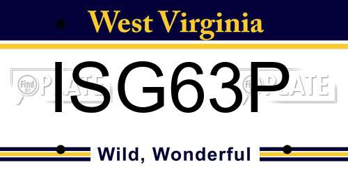 ISG63P West Virginia License Plate