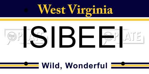 ISIBEEI West Virginia License Plate