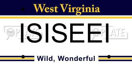 ISISEEI West Virginia License Plate