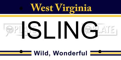ISLING West Virginia License Plate