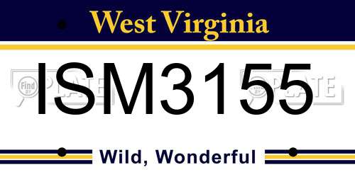 ISM3155 West Virginia License Plate