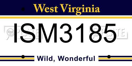 ISM3185 West Virginia License Plate