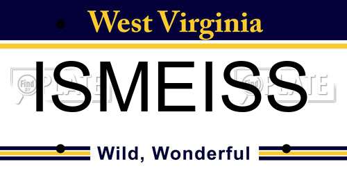 ISMEISS West Virginia License Plate
