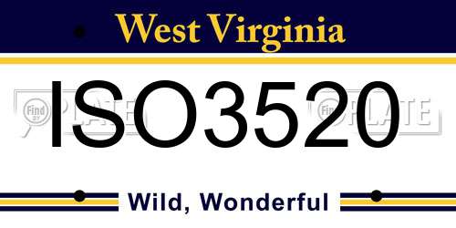 ISO3520 West Virginia License Plate