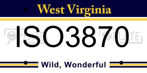 ISO3870 West Virginia License Plate