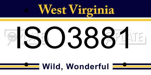 ISO3881 West Virginia License Plate