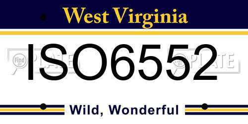 ISO6552 West Virginia License Plate