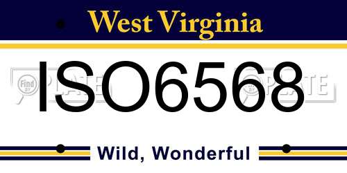 ISO6568 West Virginia License Plate