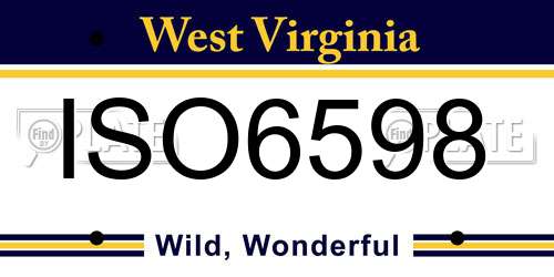 ISO6598 West Virginia License Plate