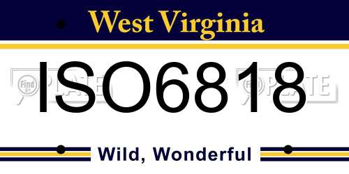 ISO6818 West Virginia License Plate