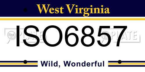 ISO6857 West Virginia License Plate