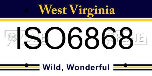 ISO6868 West Virginia License Plate