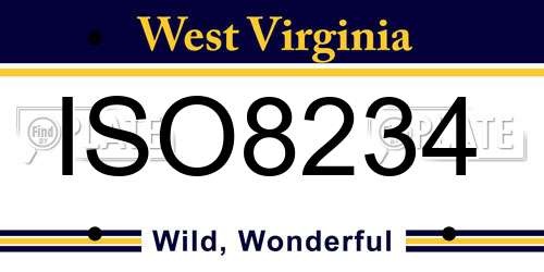 ISO8234 West Virginia License Plate
