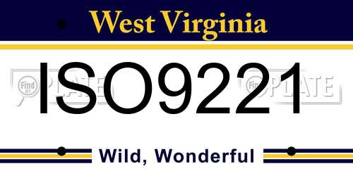 ISO9221 West Virginia License Plate