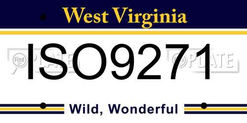 ISO9271 West Virginia License Plate