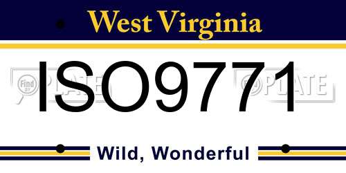 ISO9771 West Virginia License Plate