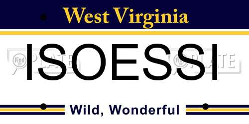 ISOESSI West Virginia License Plate