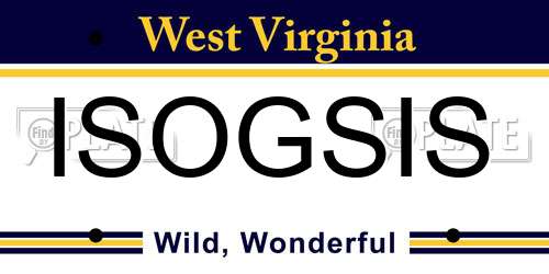 ISOGSIS West Virginia License Plate