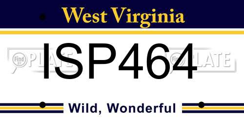 ISP464 West Virginia License Plate