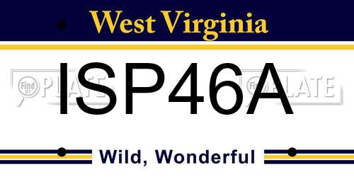 ISP46A West Virginia License Plate