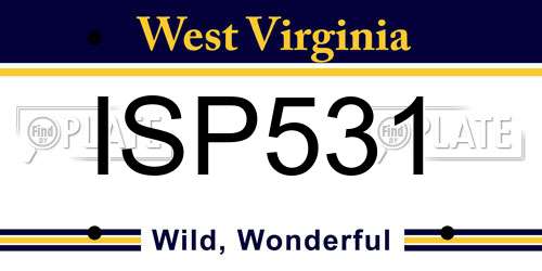ISP531 West Virginia License Plate