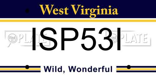 ISP53I West Virginia License Plate