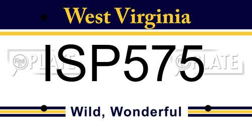 ISP575 West Virginia License Plate
