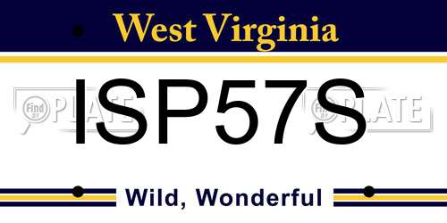 ISP57S West Virginia License Plate