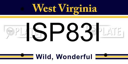 ISP83I West Virginia License Plate