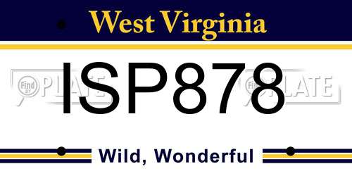 ISP878 West Virginia License Plate