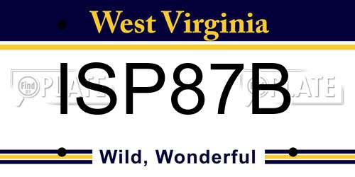 ISP87B West Virginia License Plate