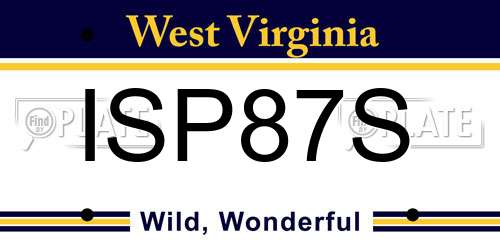 ISP87S West Virginia License Plate