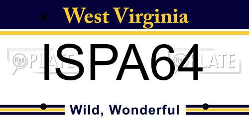 ISPA64 West Virginia License Plate