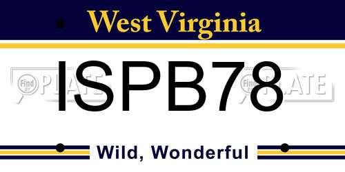 ISPB78 West Virginia License Plate