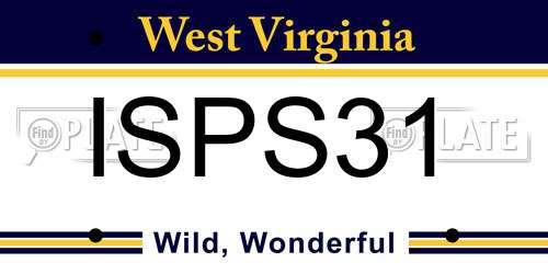 ISPS31 West Virginia License Plate
