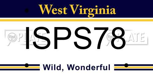 ISPS78 West Virginia License Plate