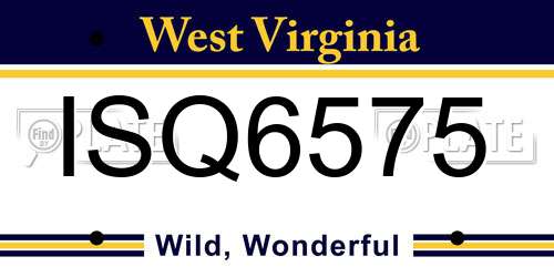 ISQ6575 West Virginia License Plate