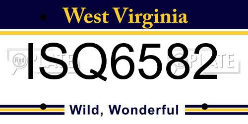 ISQ6582 West Virginia License Plate