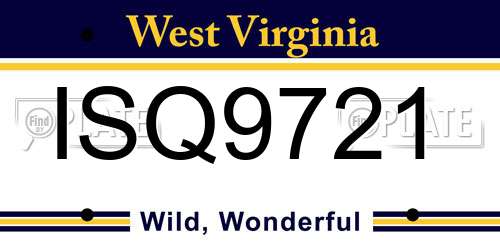 ISQ9721 West Virginia License Plate