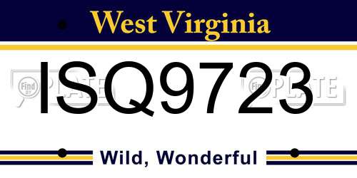 ISQ9723 West Virginia License Plate