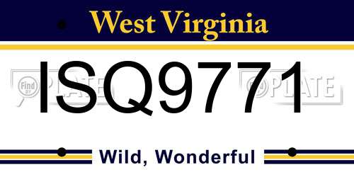 ISQ9771 West Virginia License Plate